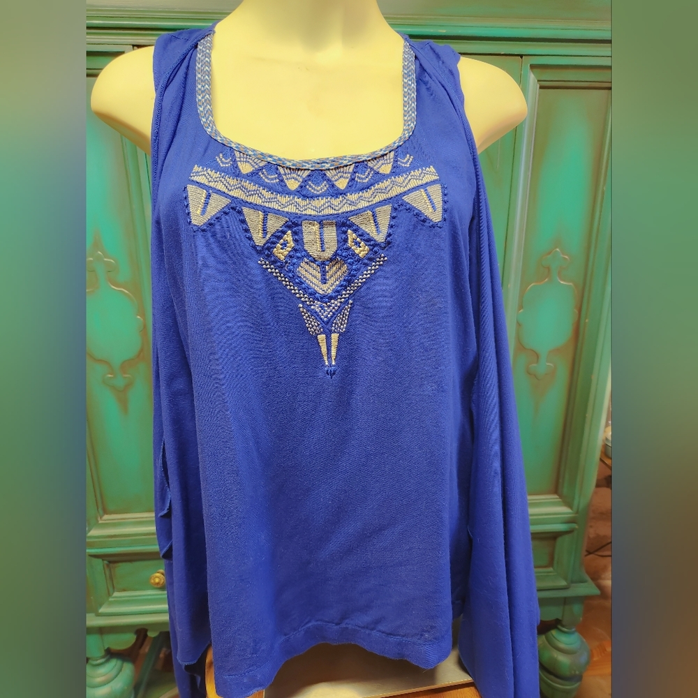 Ranna Gill Cobalt Blue Embroidered Sleeveless Top